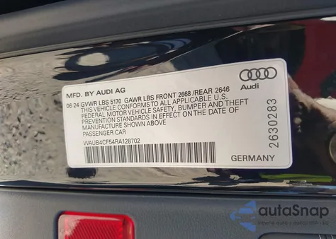 2024 Audi S5 Sportback Prestige Tfsi Quattro Tiptronic from USA, damaged, VIN WAUB4CF54RA128702